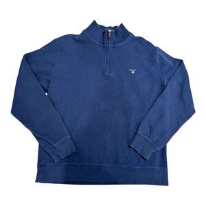 GANT 1/4 Zip‎ Pullover Men's Size XL Blue 100% Cotton Long sleeve Sweater